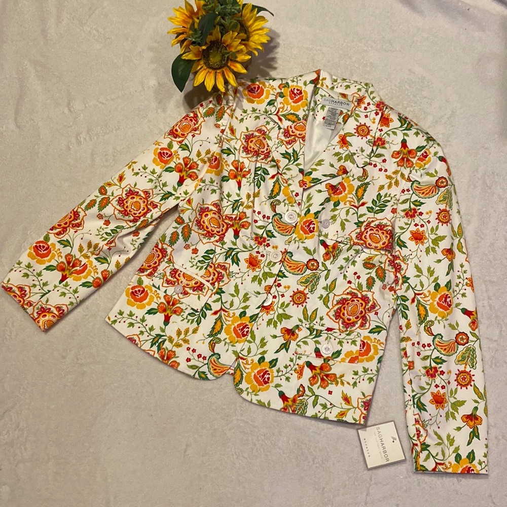 SAG HARBOR NWT Stretch Size 12 Colorful Blazer Jacket